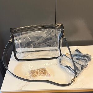 Transparent Black Trim Crossbody Bag
